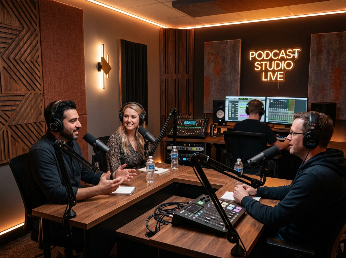 Podcast recording session